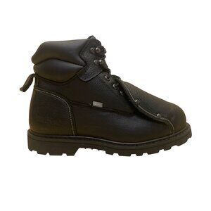 Iron Age Mens Black Leather Work Boots ASTM Steel Toe Slip-Resistant Size 14M